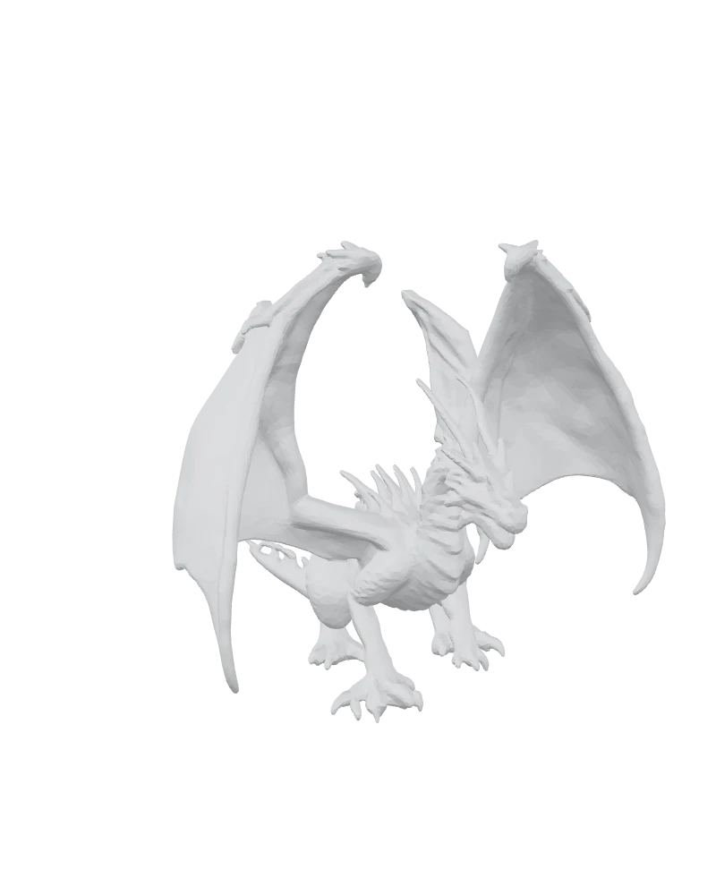 Untextured 3D mesh of the dragon generated from the text prompt